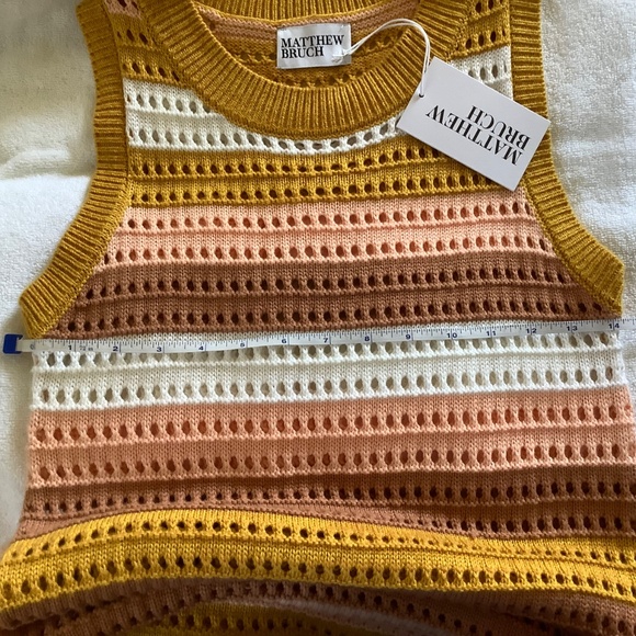Matthew Bruch Striped Knit-Mesh Midi Tank Dress Sunset SZ 1/ US Small - Picture 14 of 14